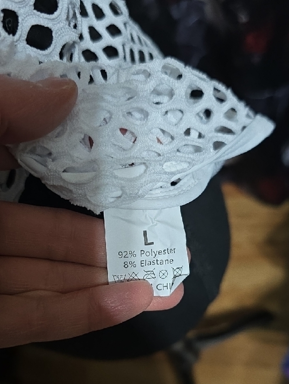 White Fishnet Racerback Tank, LG - Picture 2 of 5
